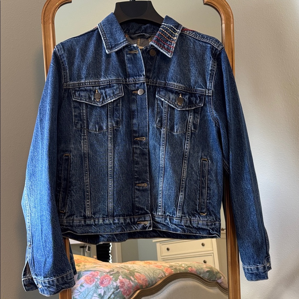 Marine Layer Dark Blue Denim Jacket with Embroidery
